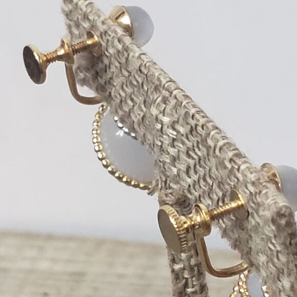 SCREW-BACK Caged Resin Pearl Earrings - Picture 5 of 6